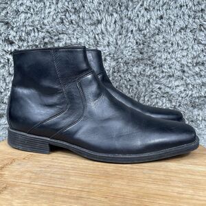 Clarks Whiddon Leather Zip Up Black Ankle Boots Men's 9 M 15770